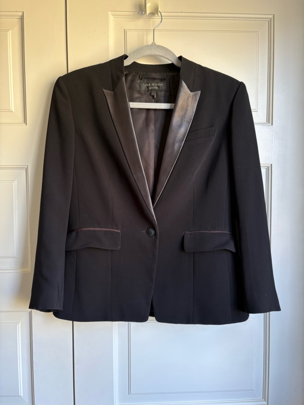 rag & bone Black Satin Lapel Blazer